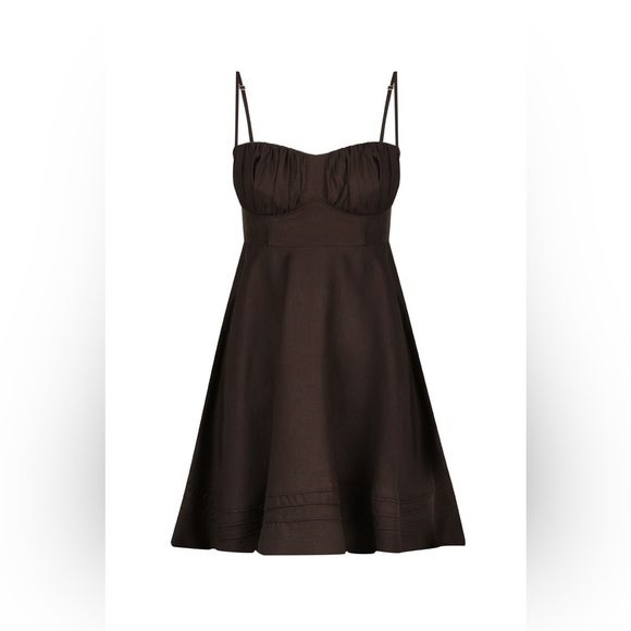 SHONA JOY Ulla Linen Corded‎ Circle Mini Dress Babydoll - Picture 7 of 7